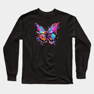 A colorful butterfly with splats Long Sleeve T-Shirt